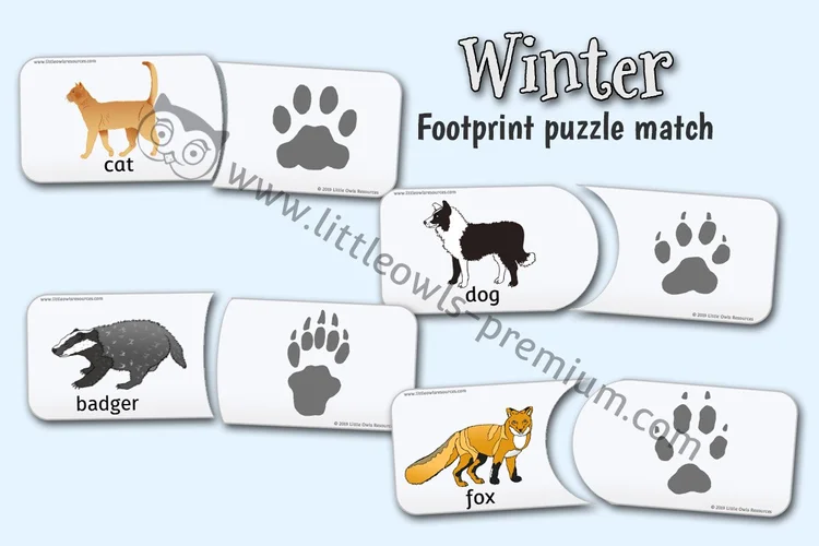 Winter Animal Footprint Puzzles cover