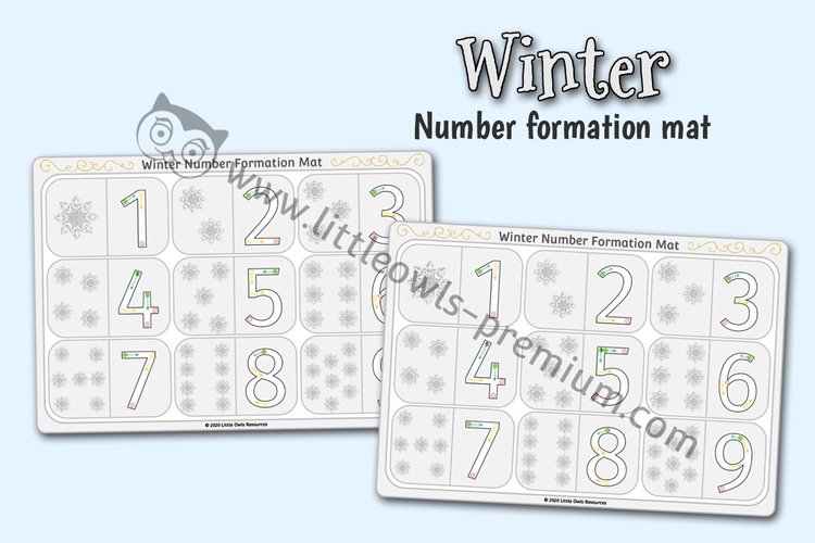 Winter Number Formation Mat — Snowflakes cover
