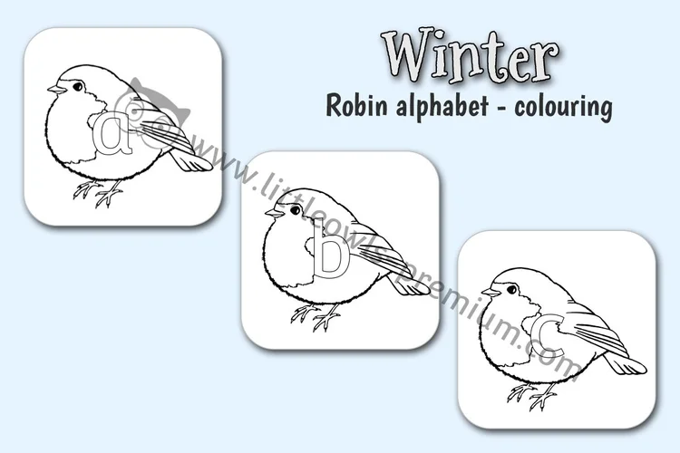 Winter Robin Alphabet Colouring Cards — resource cover