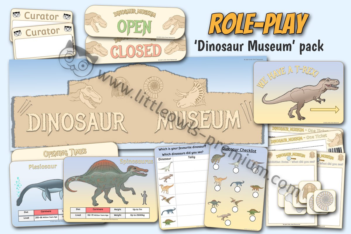 DINOSAUR MUSEUM DRAMATIC ROLE PLAY PACK