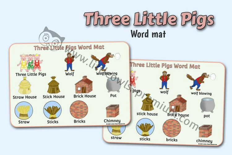 Three Little Pigs — Word Mat cover