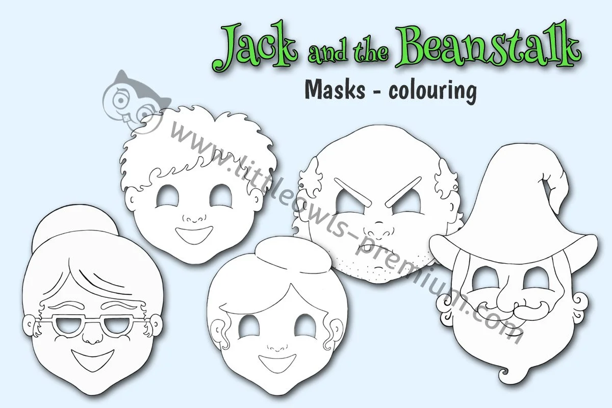 JACK AND THE BEANSTALK - ROLE-PLAY MASKS - COLOURING (Updated)