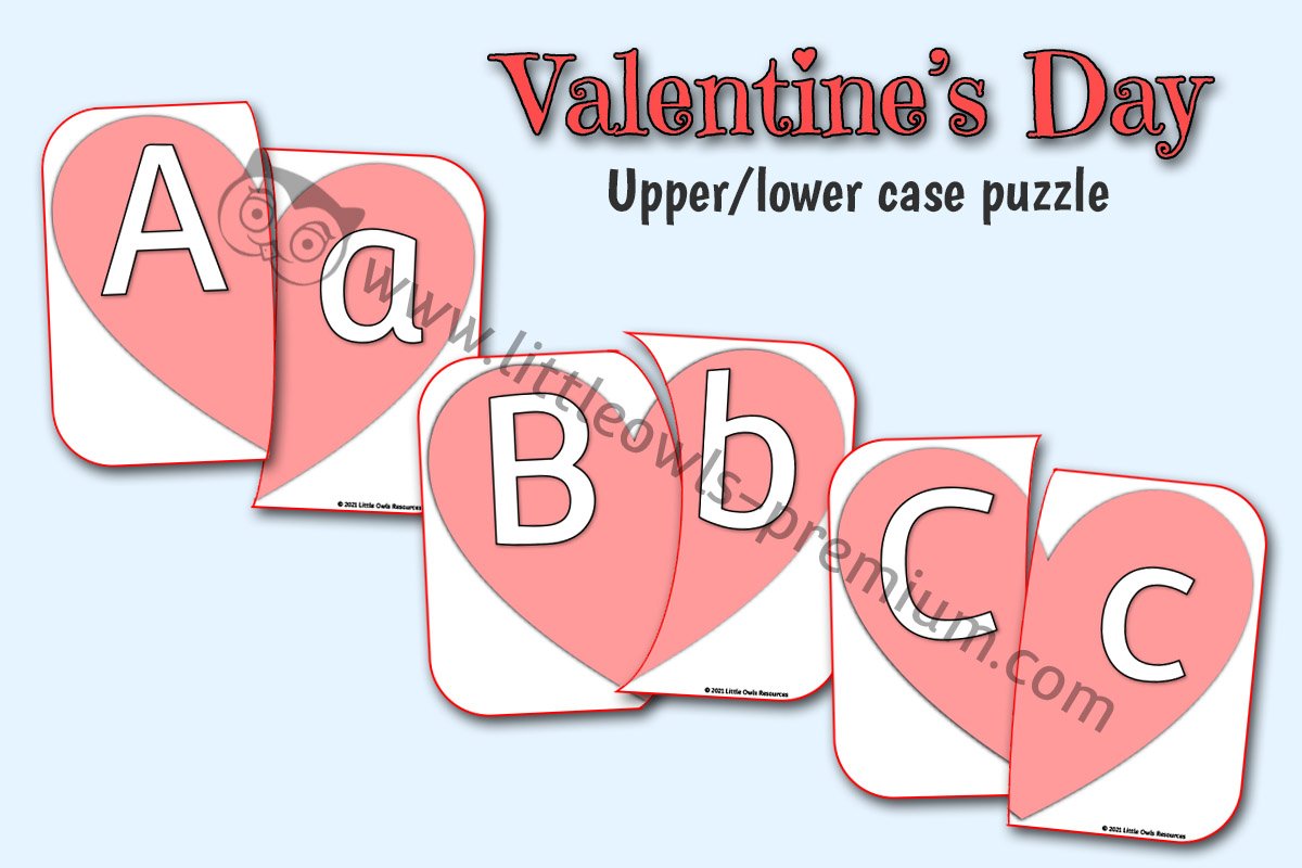 HEART PUZZLES - UPPER AND LOWER CASE LETTER MATCH