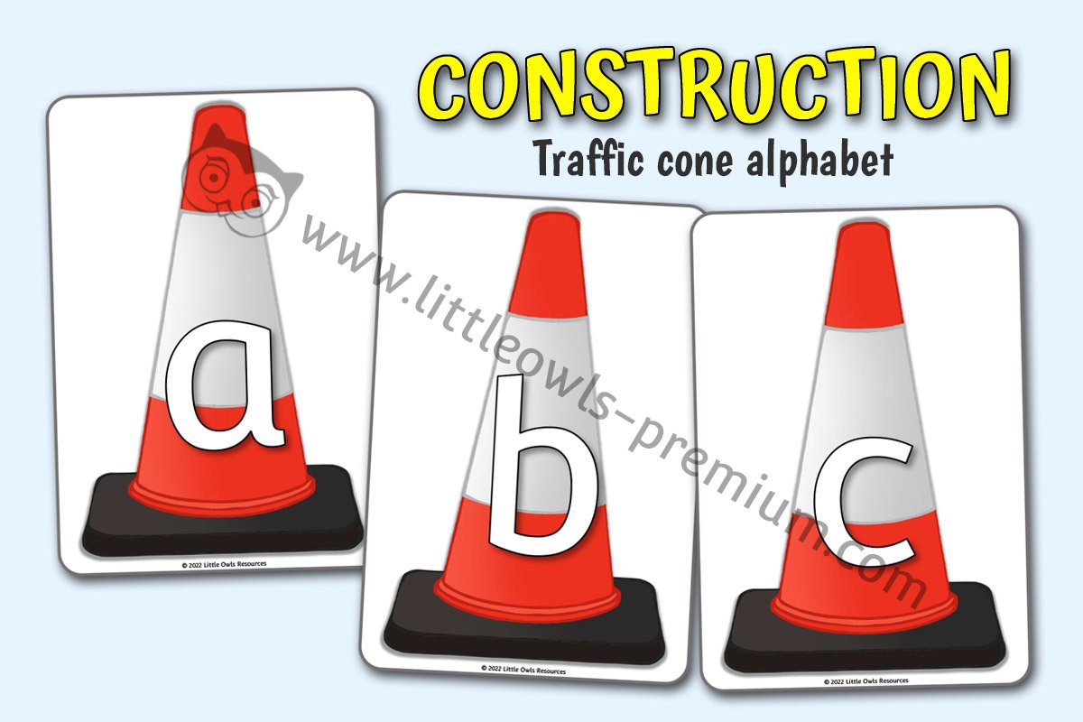 CONSTRUCTION - Traffic Cone Alphabet Display Cards (A4)