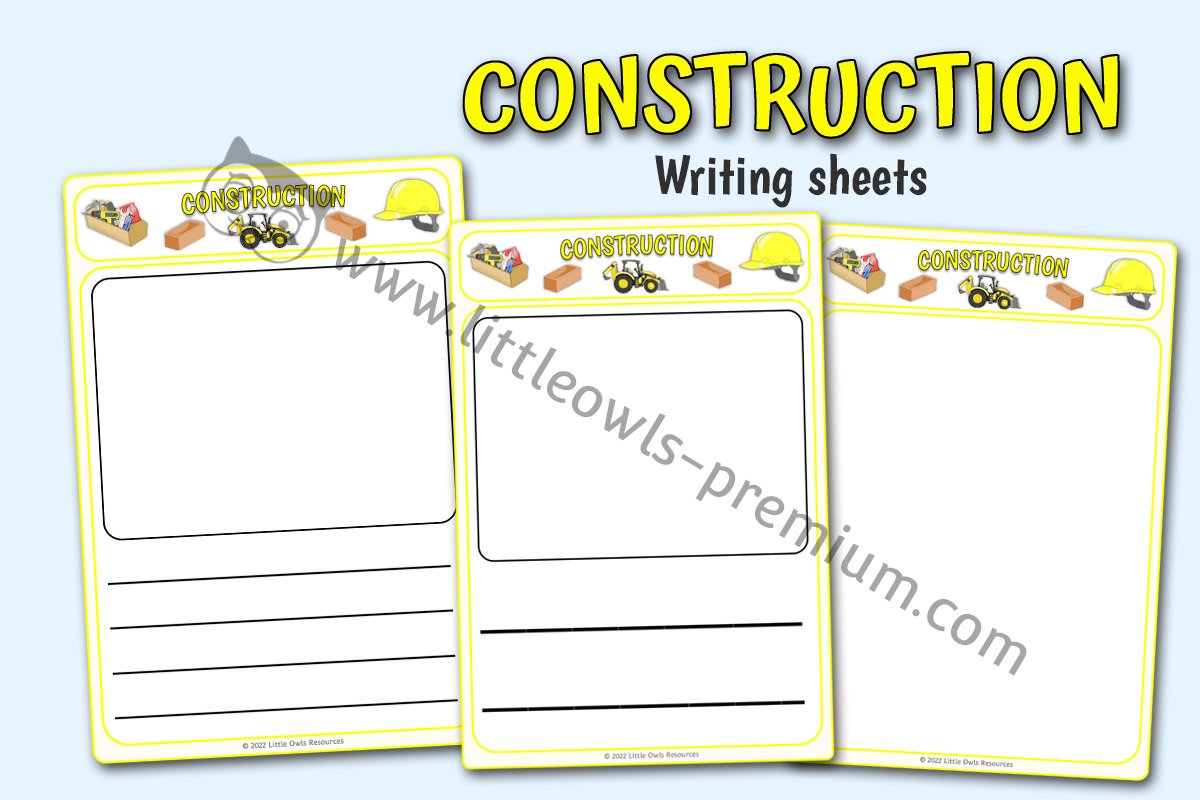 CONSTRUCTION - Writing/Drawing/Mark Making Sheets