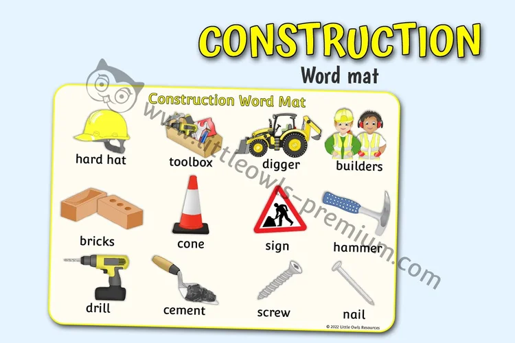 Construction Site Word Mat cover