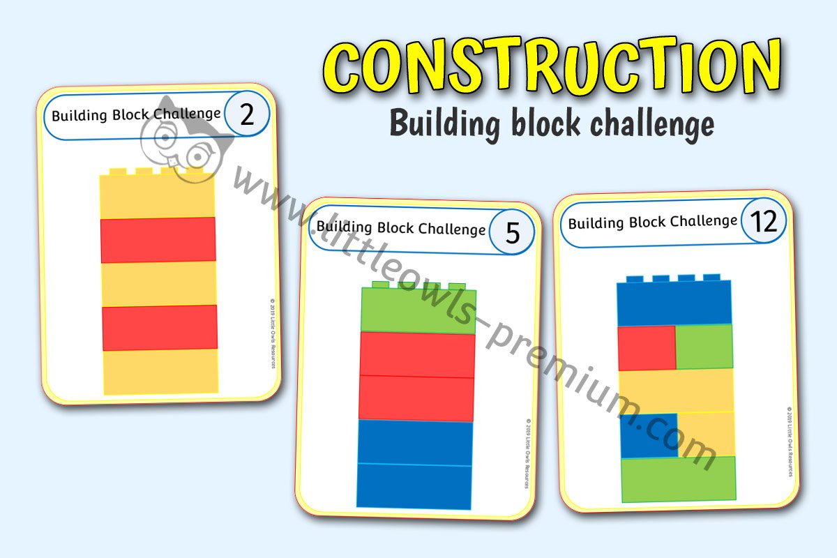 CONSTRUCTION - Building Block Pattern/Colour Challenge Cards