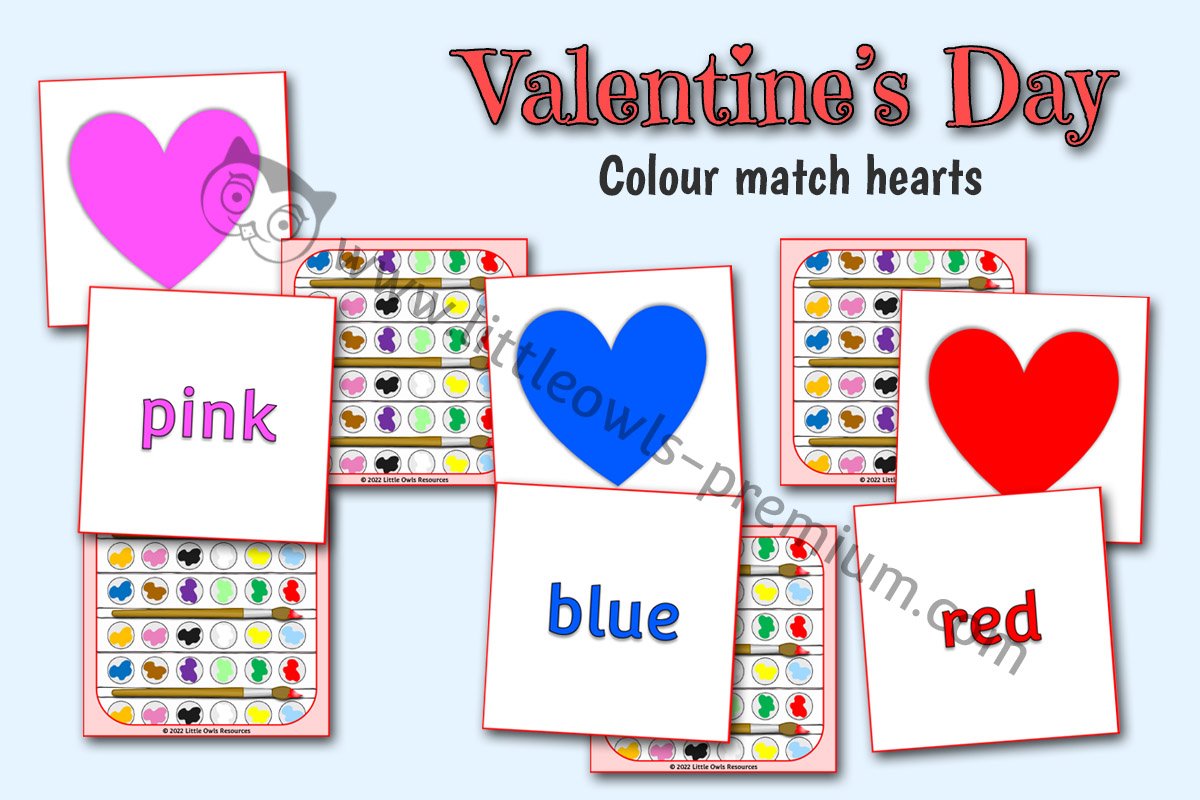 HEART COLOUR MATCH CARDS 