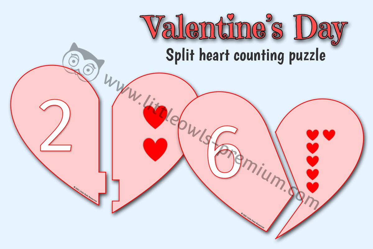 HEART PUZZLES - NUMBER RECOGNITION & COUNTING