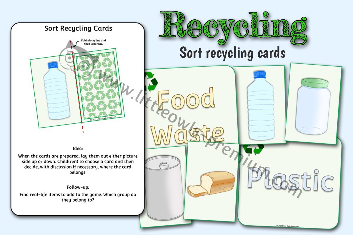 SORT RECYCLING CARDS ACTIVITY/GAME