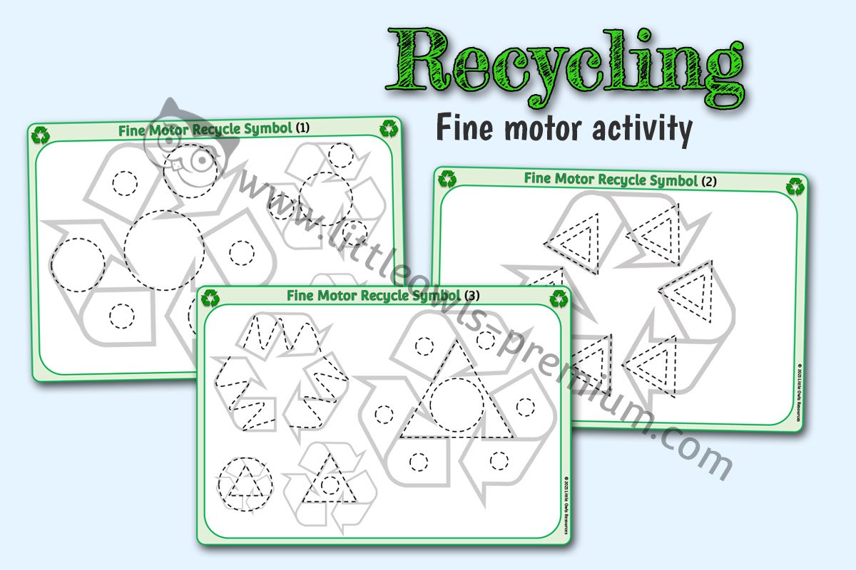 RECYCLING SYMBOL - FINE MOTOR CONTROL SHEETS