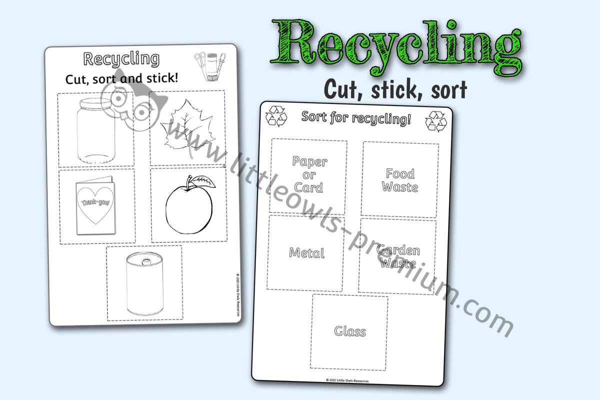 CUT, SORT AND STICK RECYCLING ACTIVITY