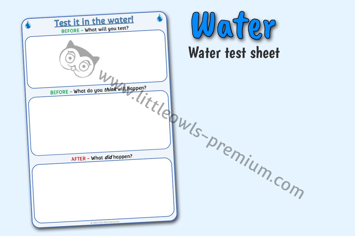 'TEST IT IN THE WATER!' INVESTIGATION SHEETS