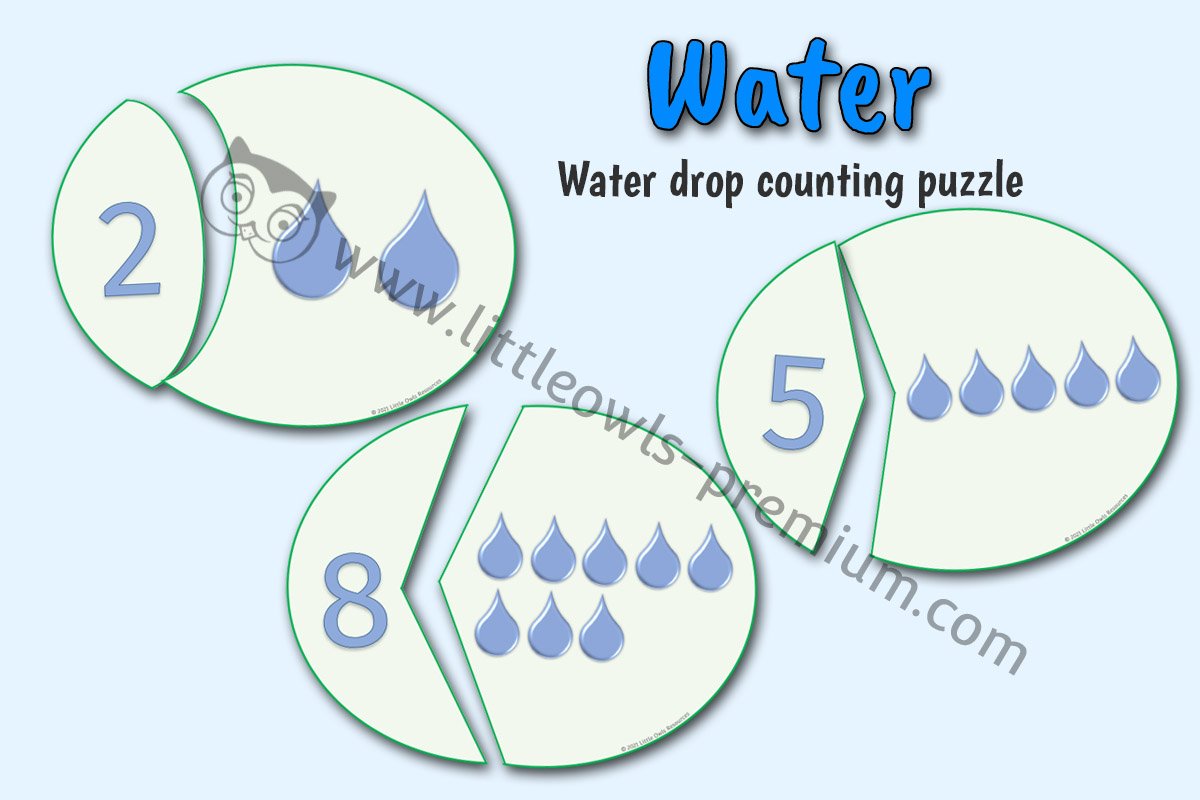 WATER DROPS COUNTING PUZZLES (1-10) 