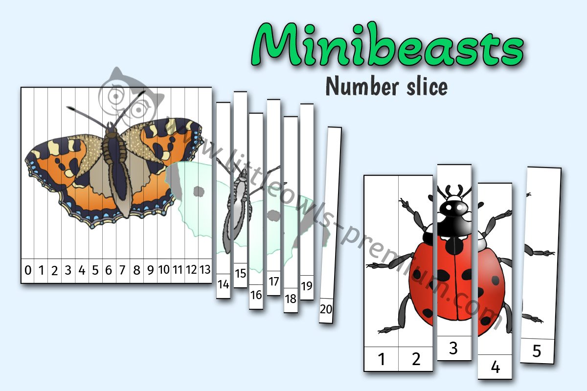 MINIBEAST NUMBER SLICE PUZZLES