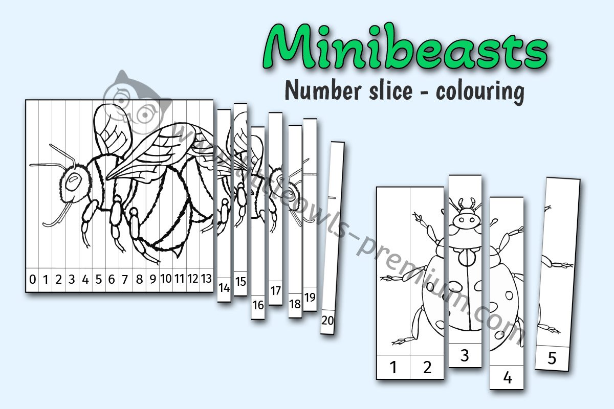 COLOUR, CUT & STICK NUMBER SLICE PUZZLES