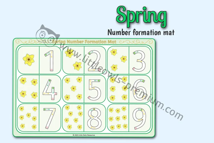 Spring Number Formation Mat cover