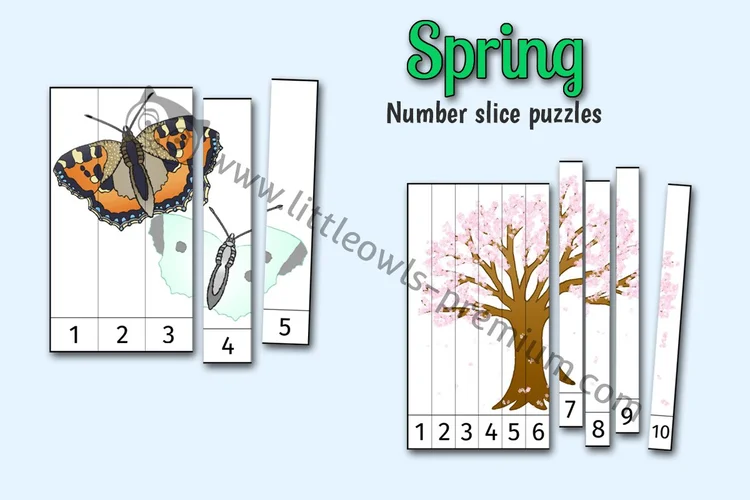 Spring Number Slice Puzzles cover