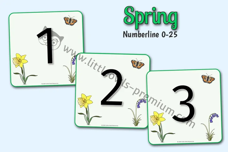 Spring Number Line & Flashcards — 0–25 cover