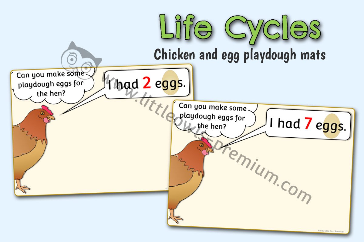 MOTHER HEN NUMBER OF EGGS PLAYDOUGH MATS