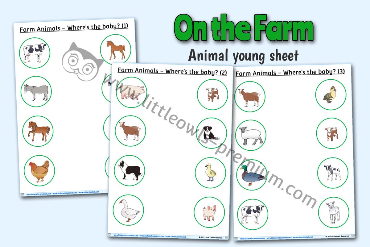 MATCH FARM ANIMALS TO THEIR YOUNG SHEETS
