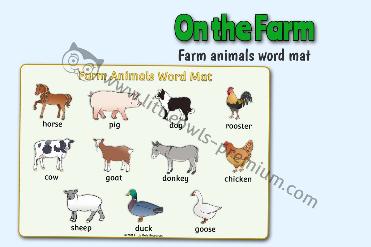 FARM ANIMALS WORD MAT