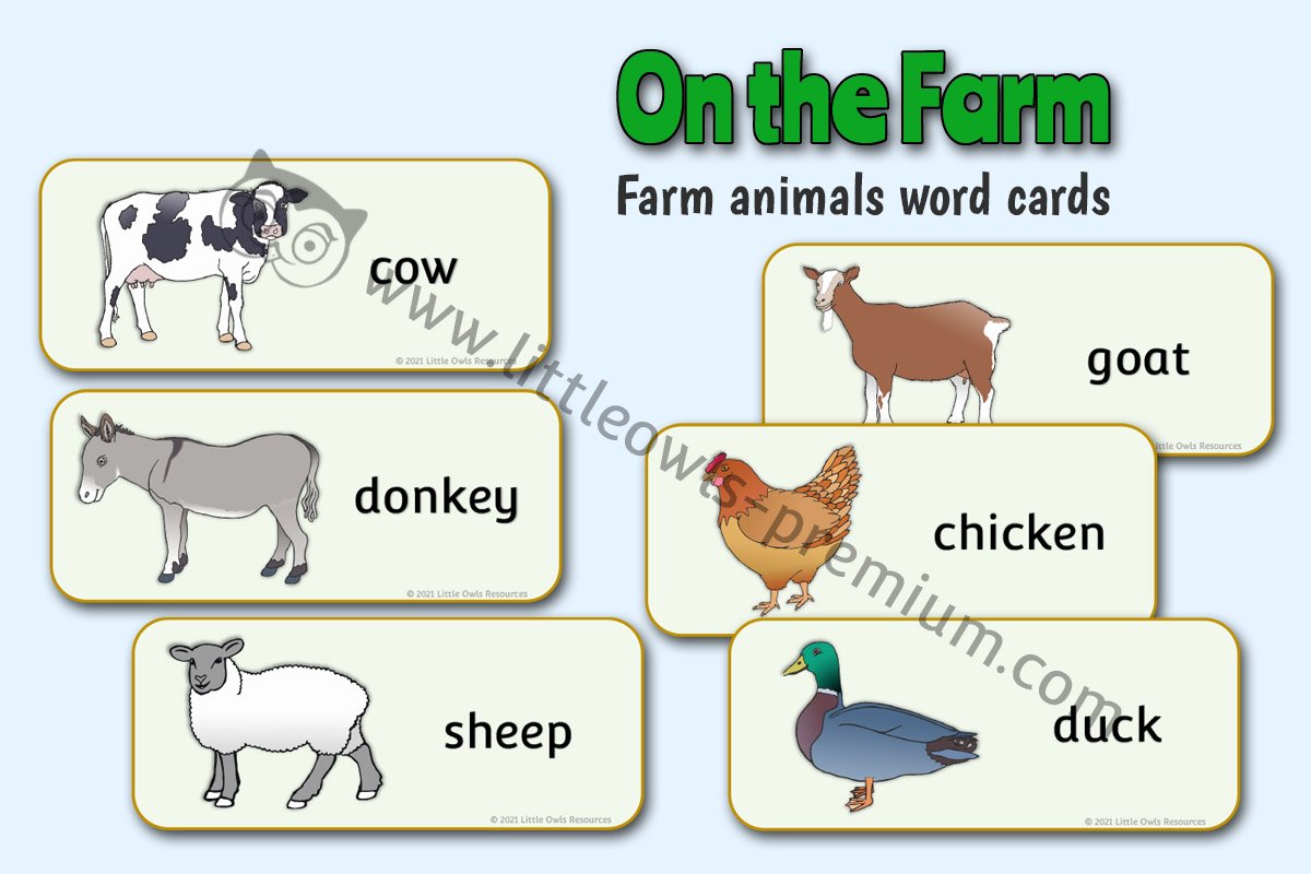 FARM ANIMAL WORD CARDS