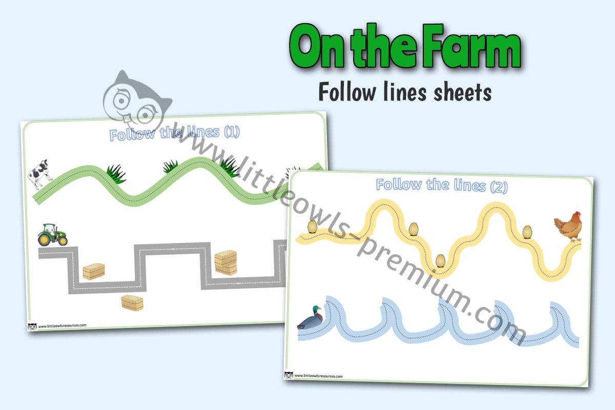 'ON THE FARM’ THEMED CUT OR DRAW ALONG THE LINES ACTIVITIES