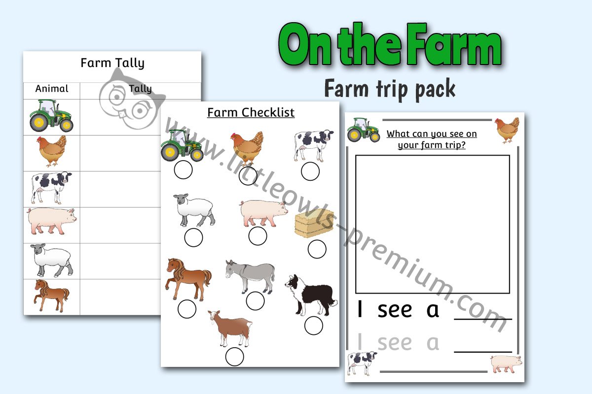 FARM TRIP PACK - CHECKLIST, TALLY CHART, WRITING/DRAWING/MARK MAKING SHEETS