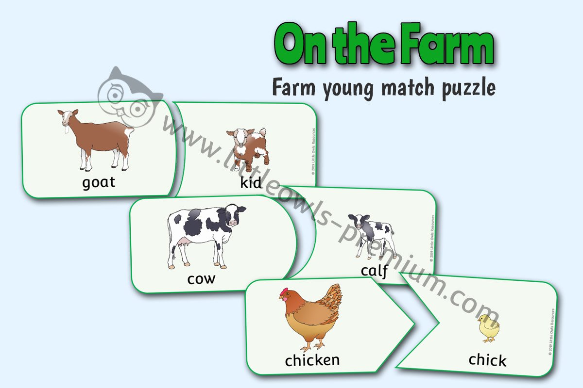 FARM ANIMALS AND THEIR YOUNG PUZZLES/MATCHING GAME