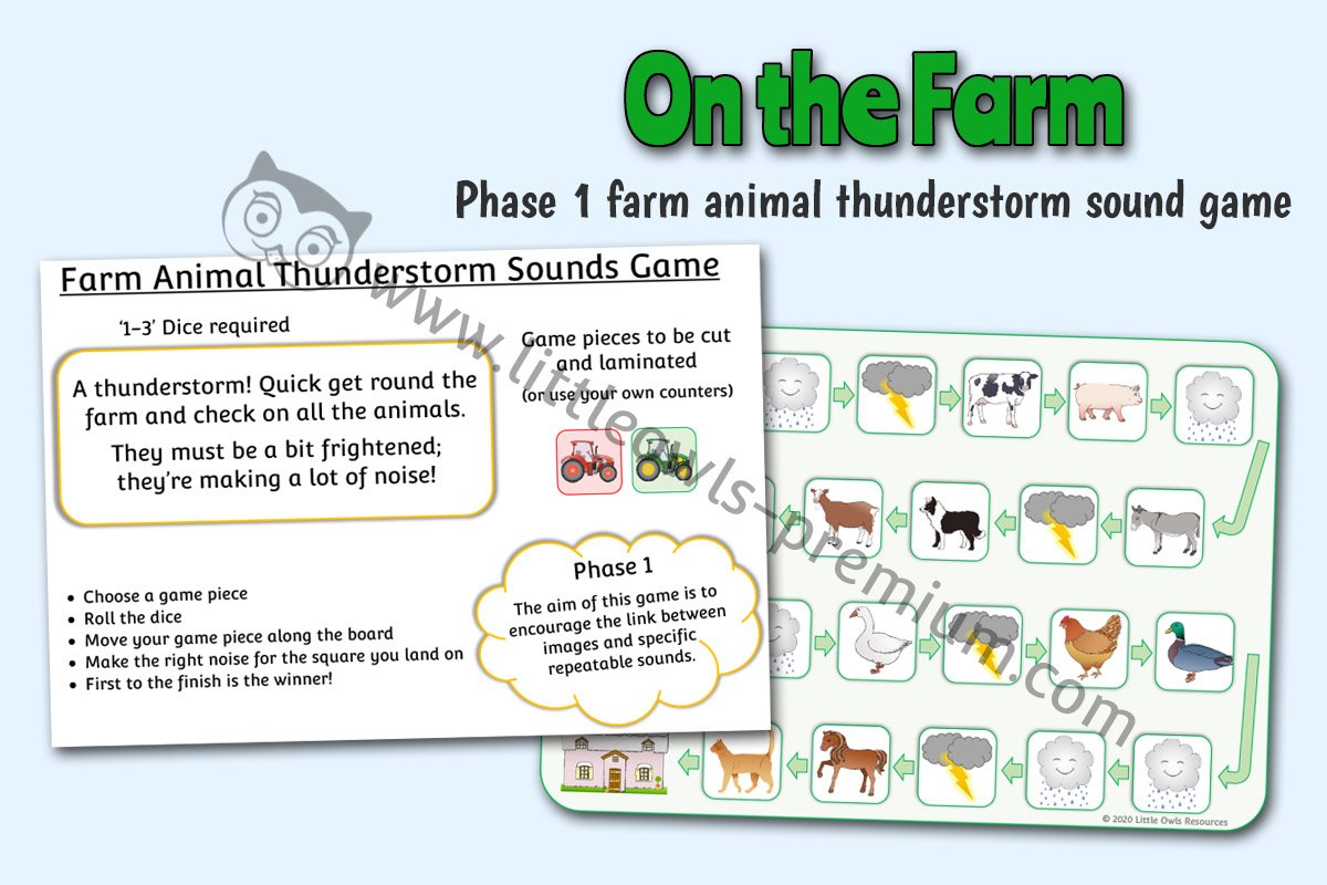 FARM ANIMAL THUNDERSTORM SOUNDS GAME - PHASE 1 PHONICS