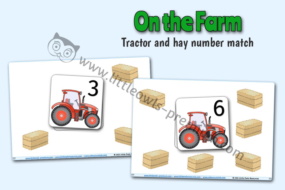 TRACTOR AND HAY NUMBER MATCH - COUNTING AND NUMBER RECOGNITION ACTIVITY