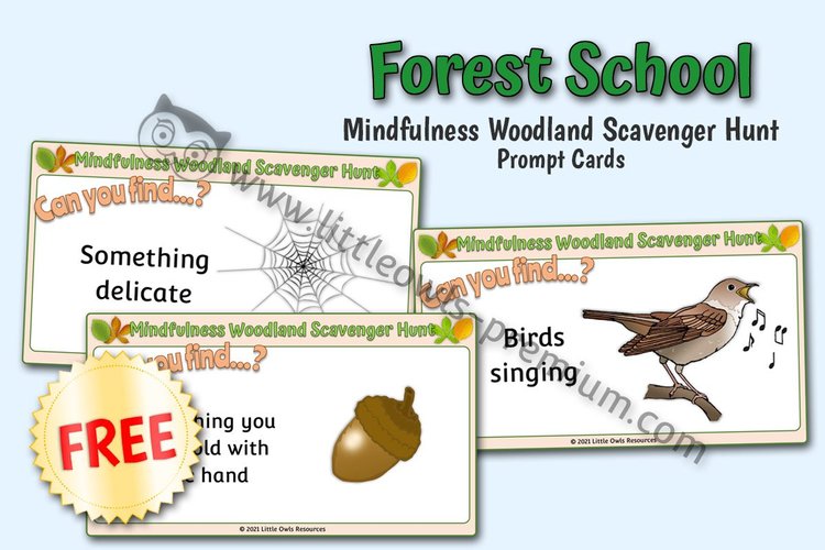 Woodland Wildlife Mindfulness Scavenger Hunt Prompt Cards — Free Access resource cover