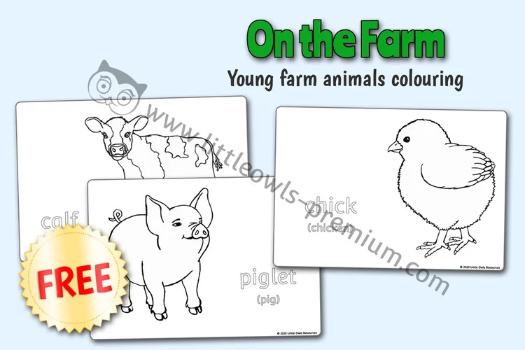 Young Farm Animals Colouring — Free Sample — Free Access resource cover