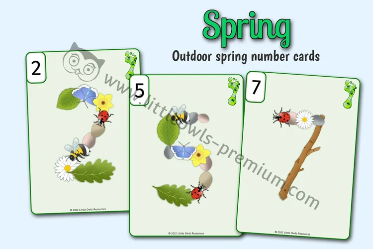 Spring Number Cards — Natural Items cover