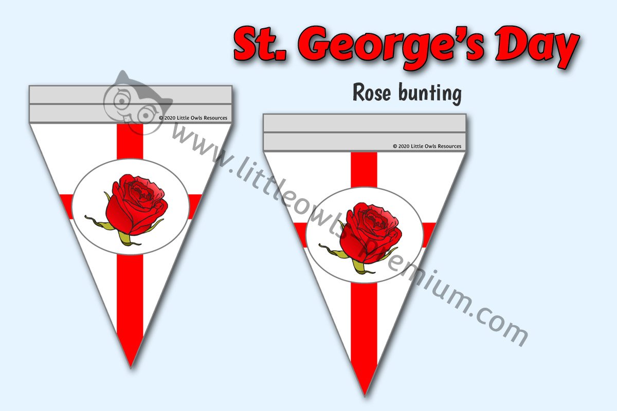 ENGLISH FLAG BUNTING  with ROSE 