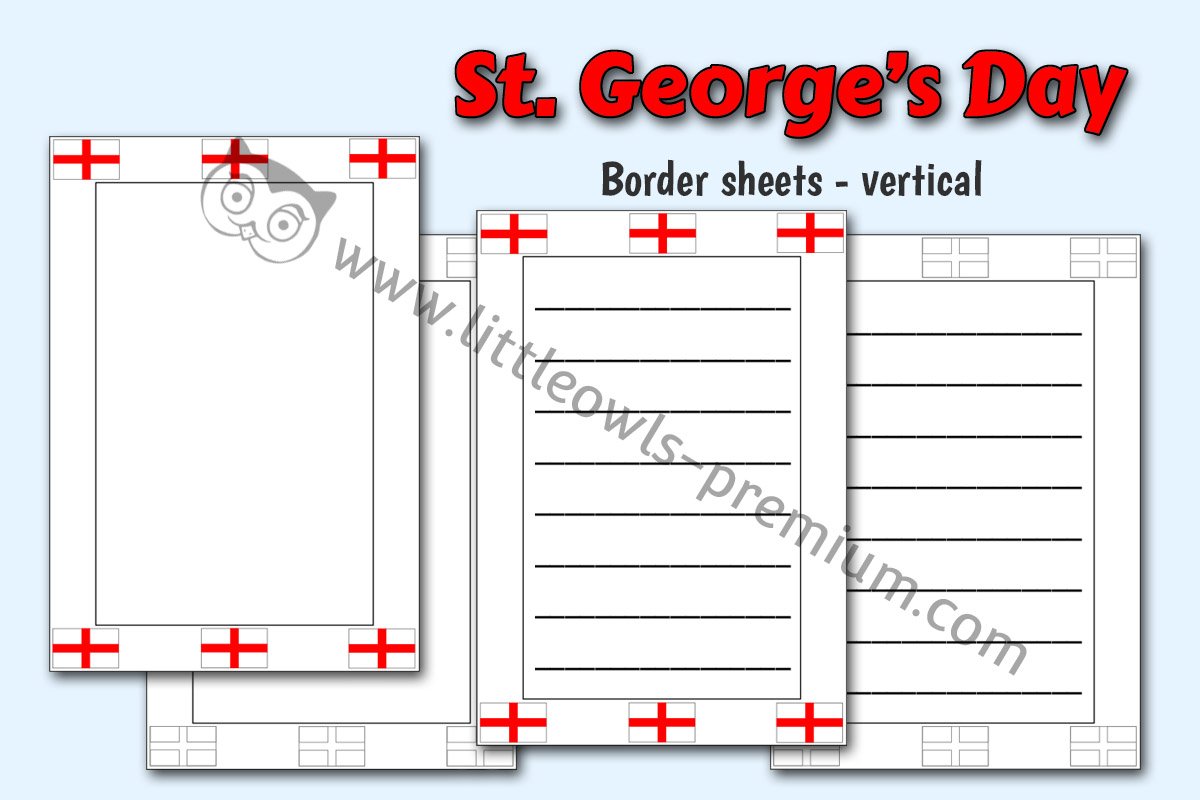 ST. GEORGE'S DAY BORDER SHEETS - VERTICAL