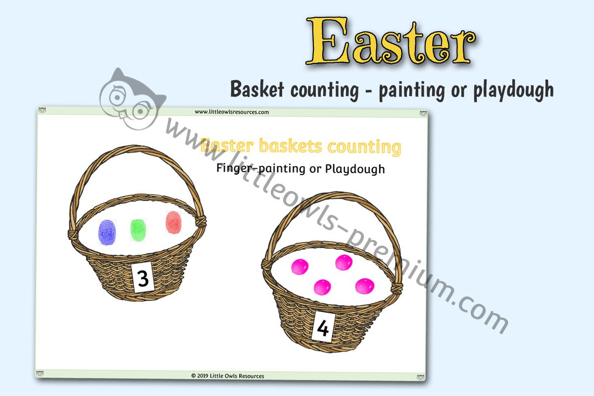 EASTER BASKET COUNTING - PLAYDOUGH, FINGER-PAINTING, LOOSE PARTS