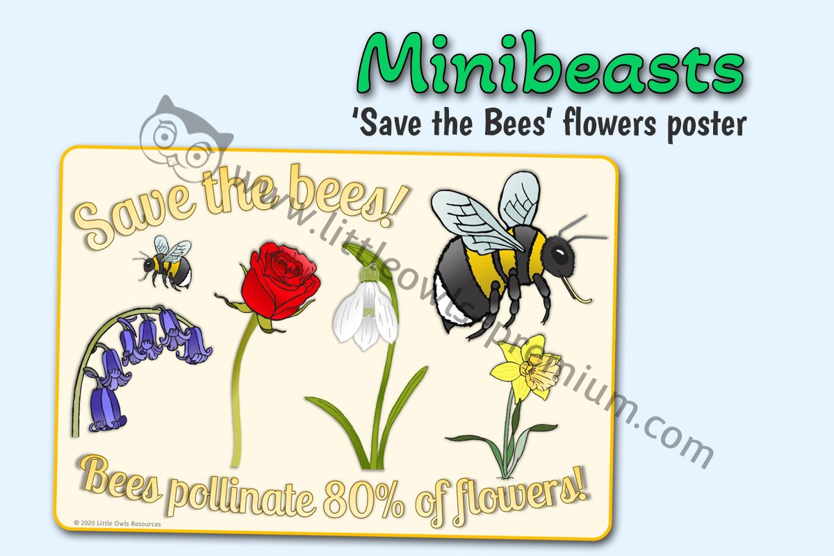 'SAVE THE BEES!' FLOWERS POSTER