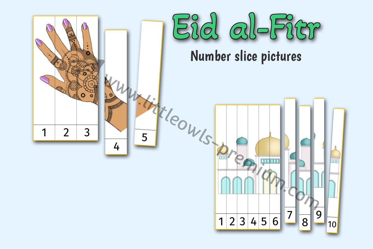 EID AL-FITR NUMBER SLICE PUZZLES (1-5 & 1-10) 