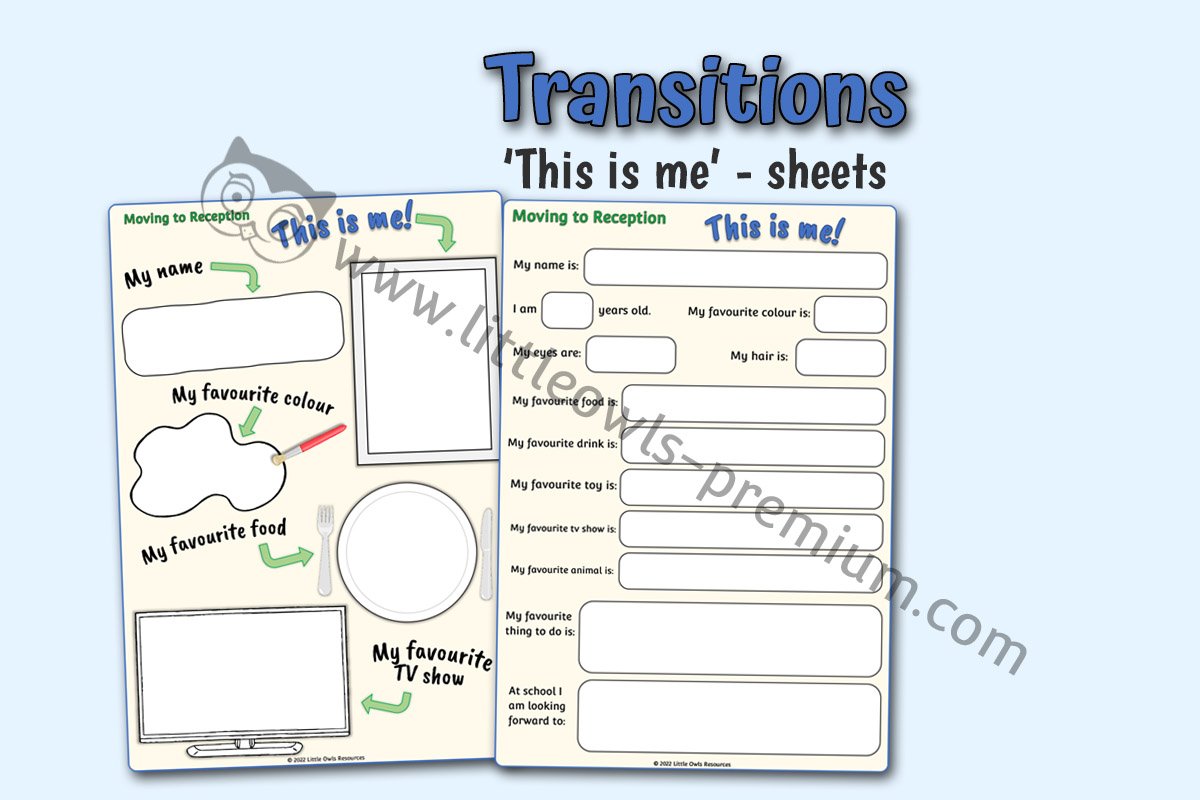 TRANSITIONS - 'This is me' sheets (full colour)