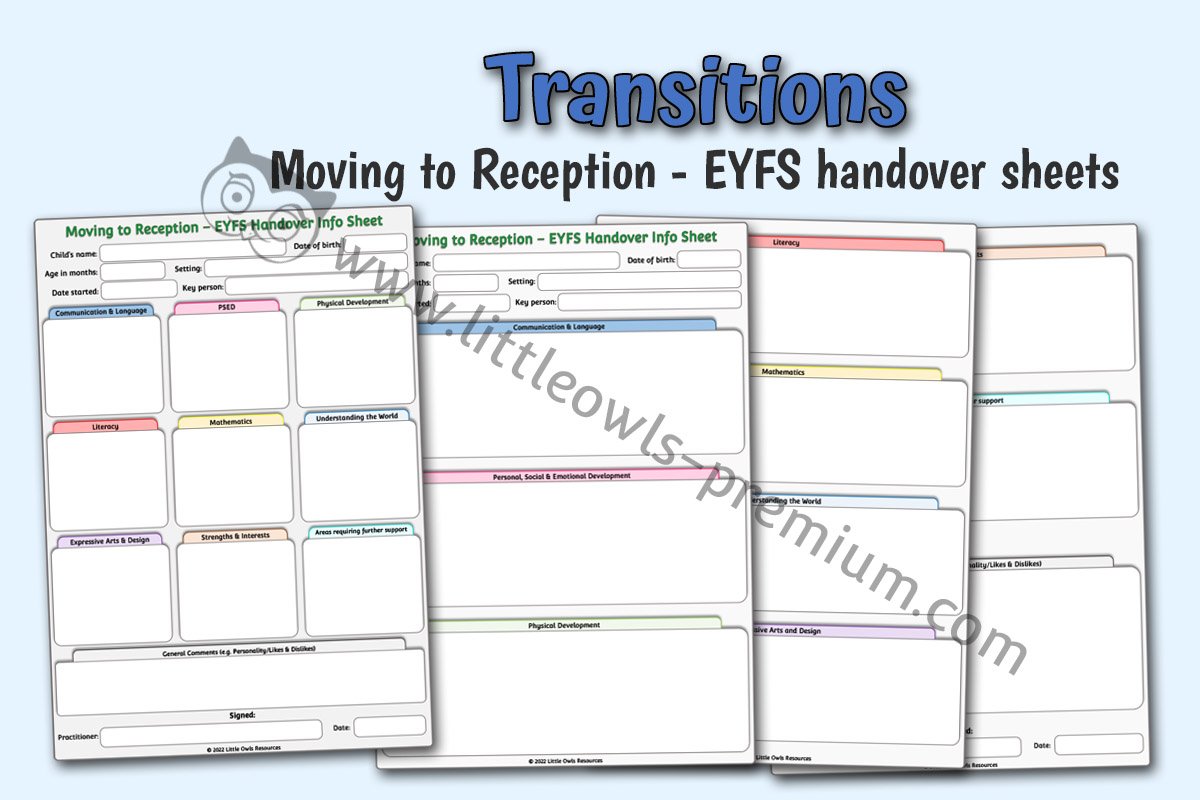 TRANSITIONS - Moving to Reception - EYFS Handover Sheets