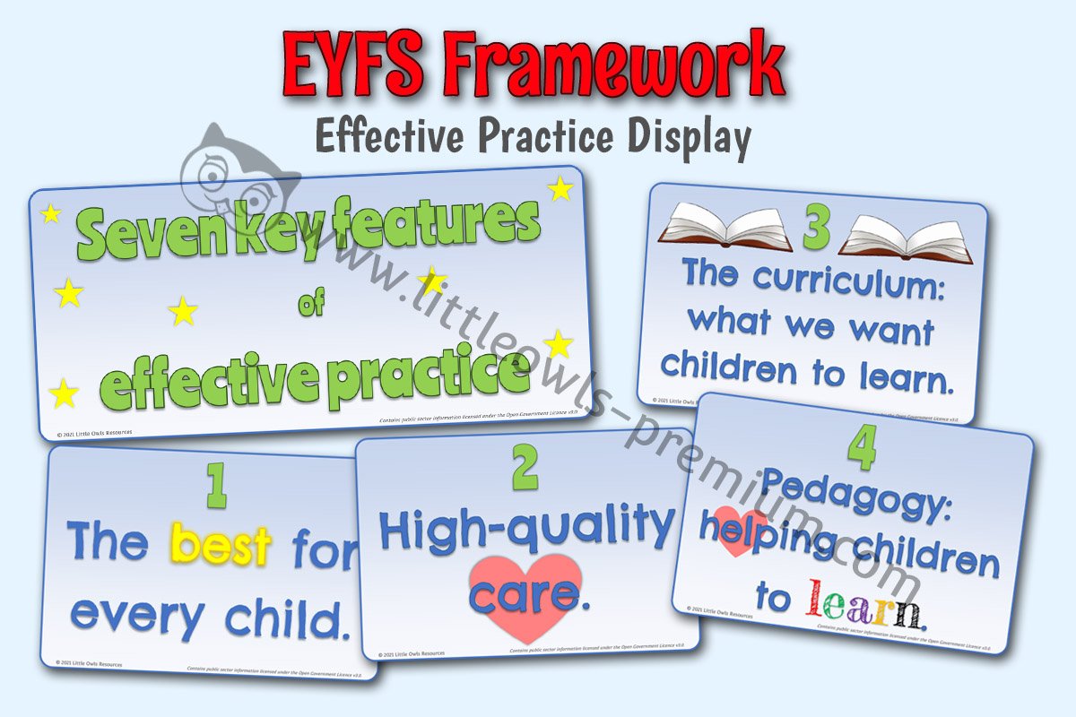 EYFS FRAMEWORK - 'Seven key features of effective practice' Display