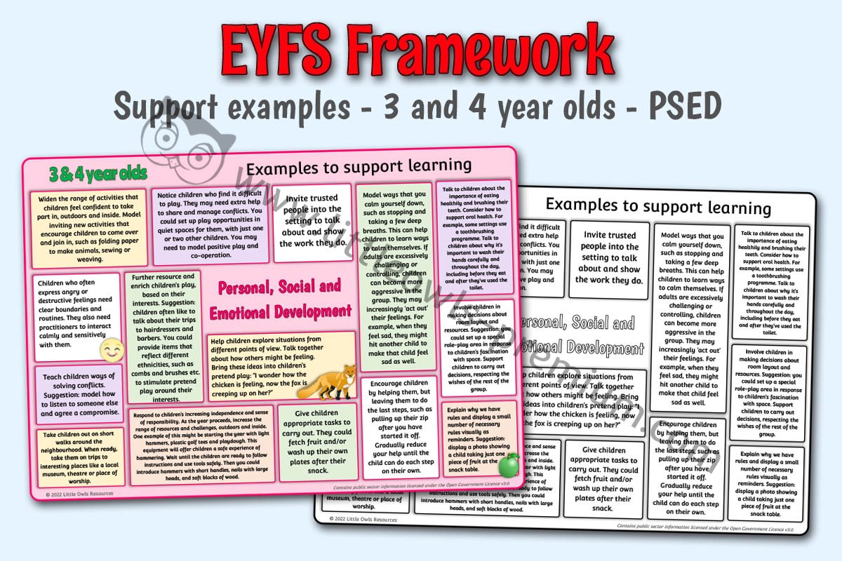 EYFS FRAMEWORK - Support Examples - 3 and 4 year olds - PSED