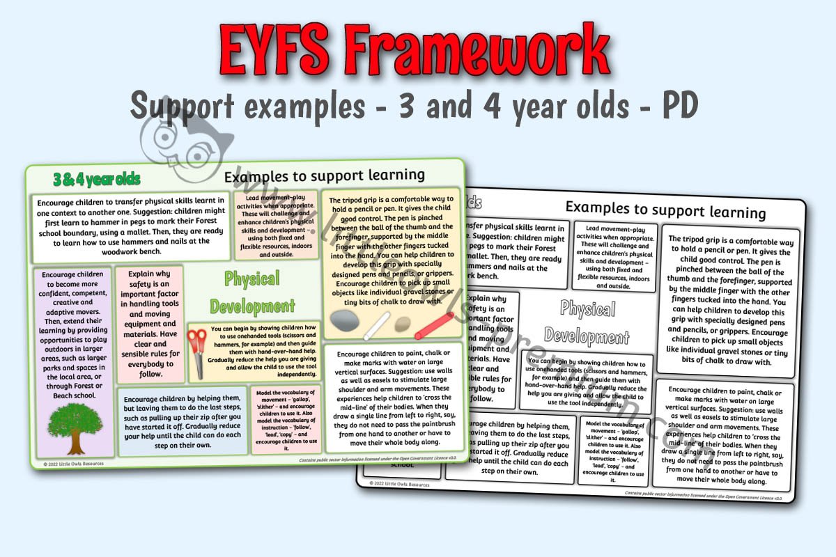 EYFS FRAMEWORK - Support Examples - 3 and 4 year olds - Physical Development