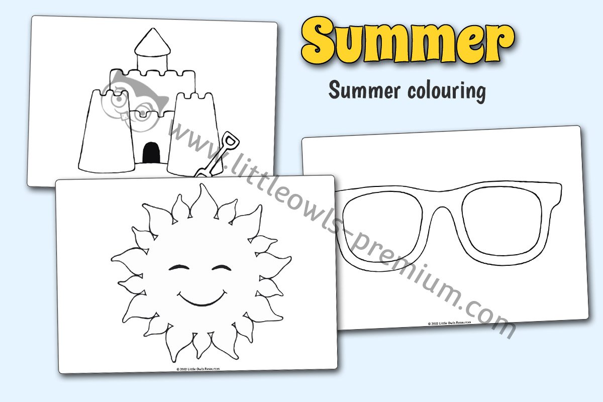 SUMMER COLOURING SHEETS/TEMPLATES