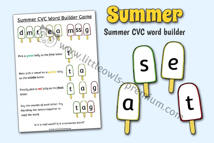 Summer CVC Word Builder Game — resource cover