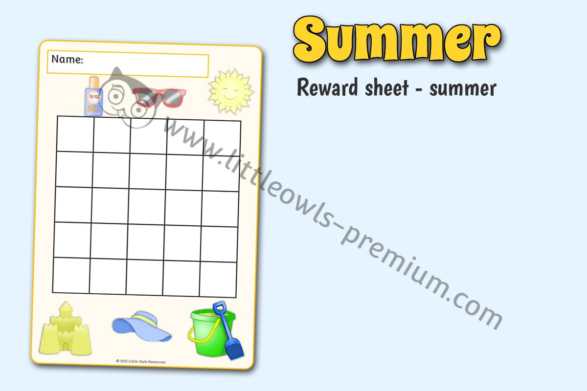 SUMMER REWARD CHART (25 Squares)
