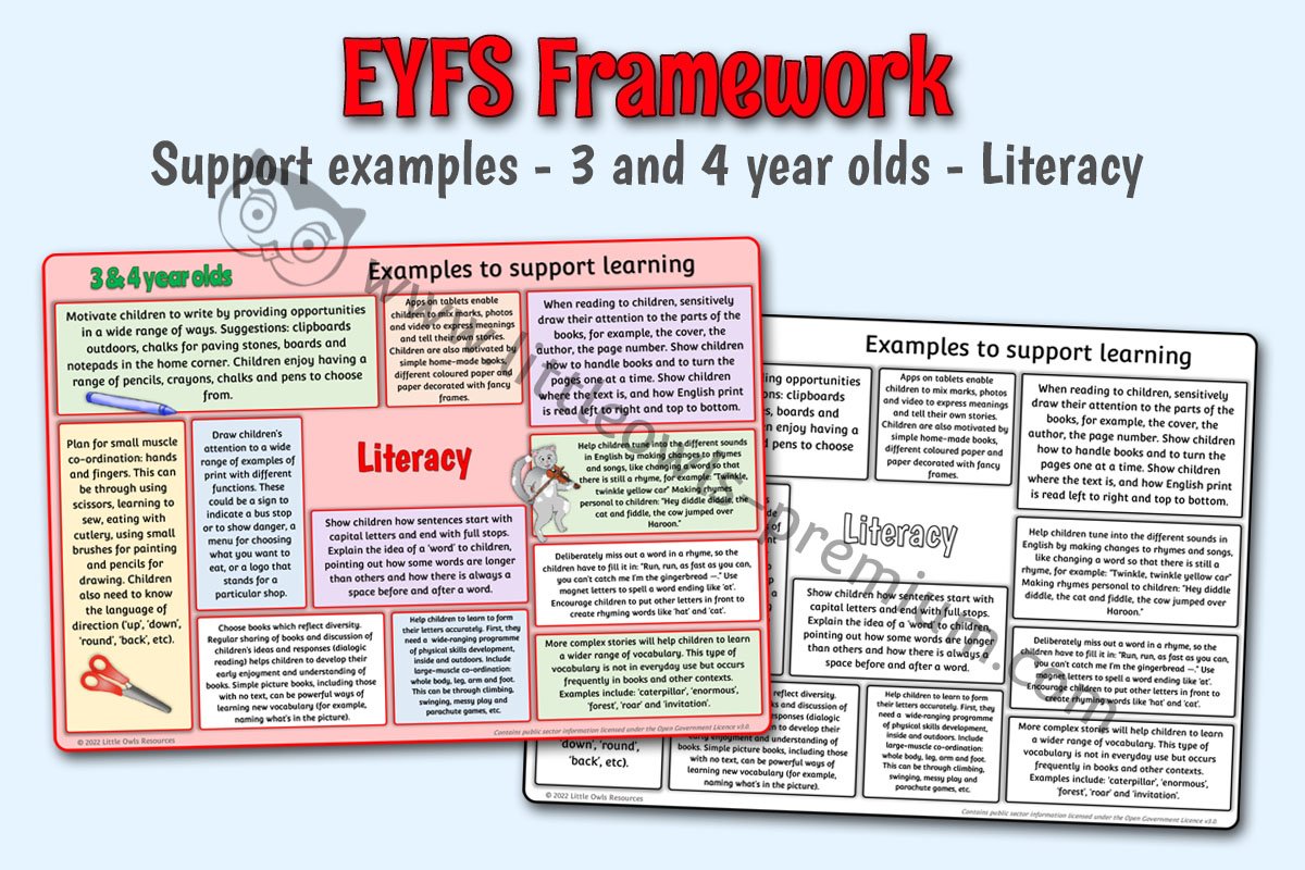 EYFS FRAMEWORK - Support Examples - 3 and 4 year olds - Literacy