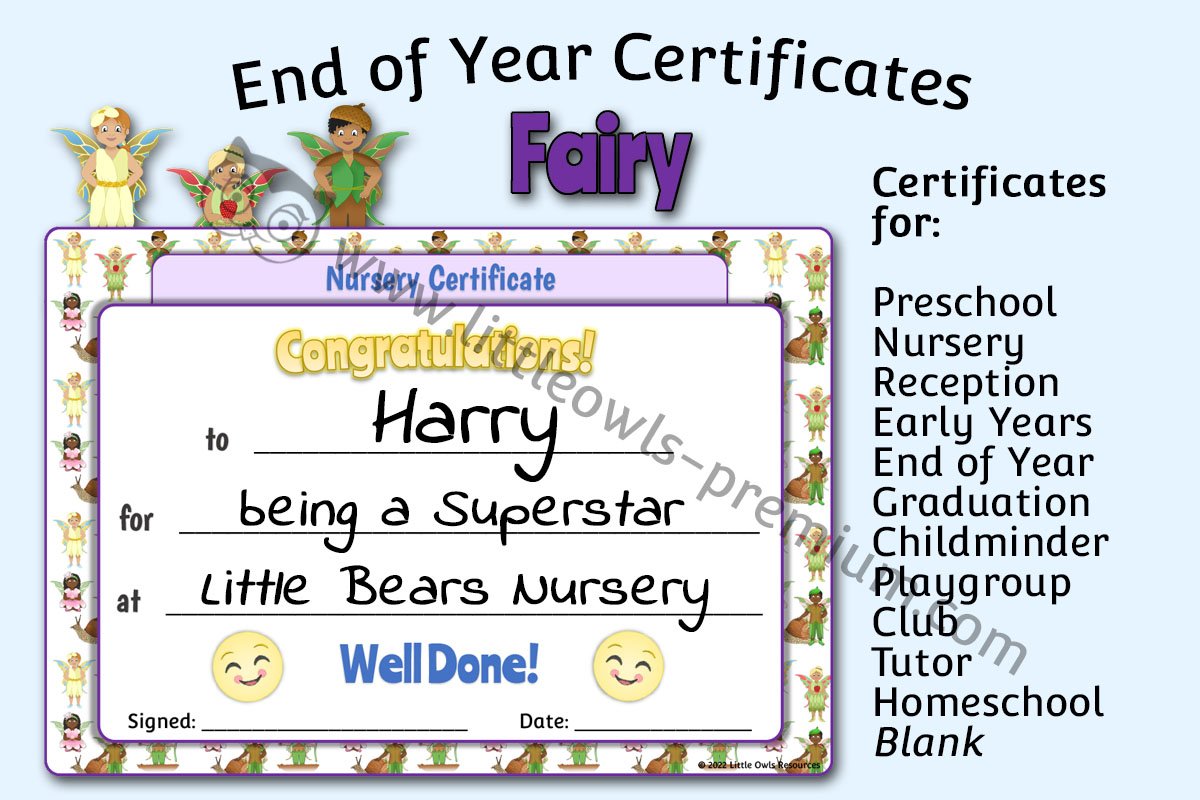 END OF YEAR CERTIFICATES - Fairy